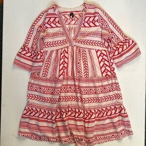 Vera Moda RED Dicthe Tunic in red and cream women’s small